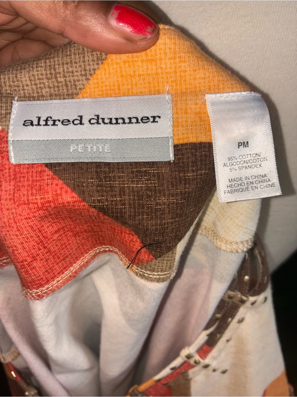 Alfred Dunner Geometric Scoop Neck Top in Rust, Brown & Cream - Picture 5 of 5